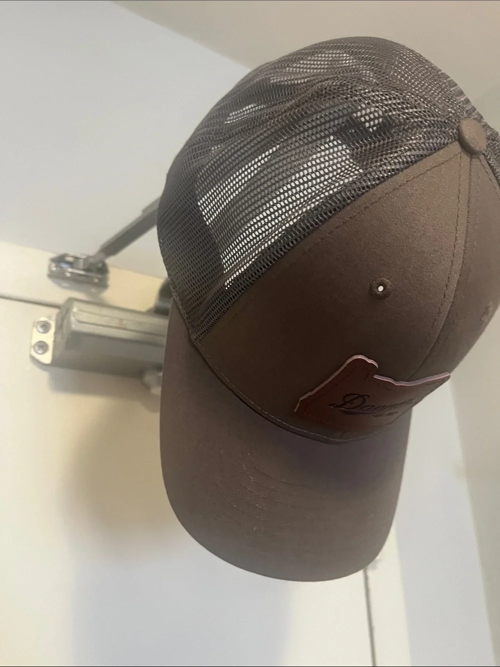 Danner Olive and Brown Leather Patch Trucker Cap